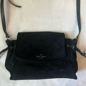 Kate Spade Cross Body Bag, Black Suede material